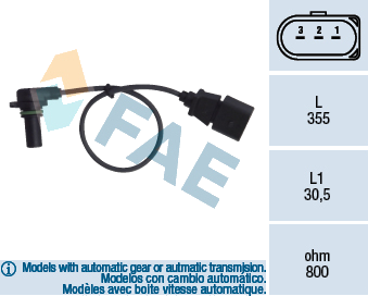 Capteur, régime — AUDI / SEAT / SKODA / VW — FAE 79062