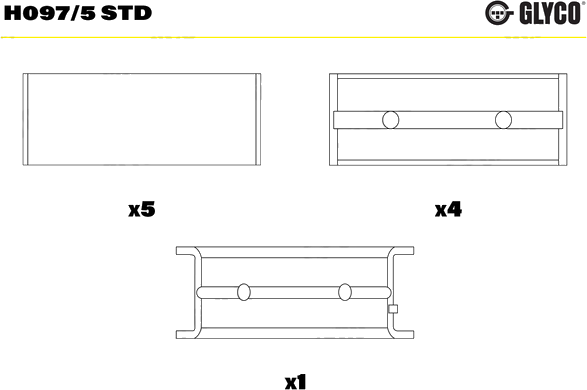 H097/5 Coussinets de vilebrequin, cote standard — FEDERAL MOGUL H097/5-STD