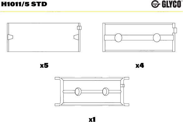 H1011/5 Coussinets de vilebrequin, cote standard — FEDERAL MOGUL H1011/5-STD