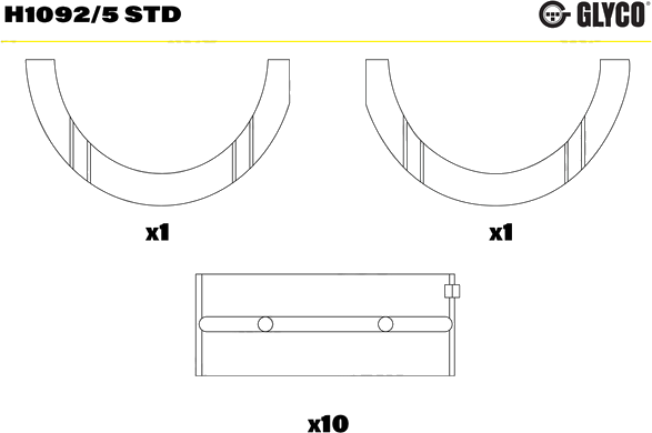 H1092/5 Coussinets de vilebrequin, cote standard — FEDERAL MOGUL H1092/5-STD