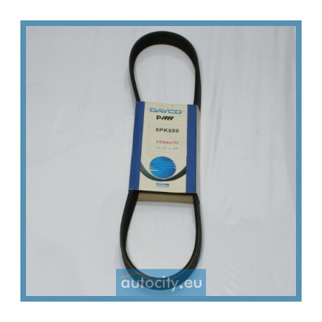 Courroie trapézoïdale à nervures DAYCO 6PK888 DAYCO 6PK888 — CITROËN / CITROËN/PEUGEOT / FIAT / HYUNDAI — COURROIE POLY-V 6PK888