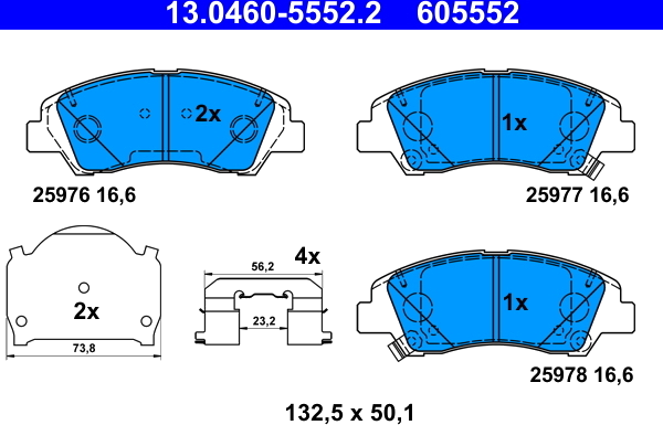 13.0460-5552.2 Jeu de plaquettes de frein à disque — METELLI 22-1091-0